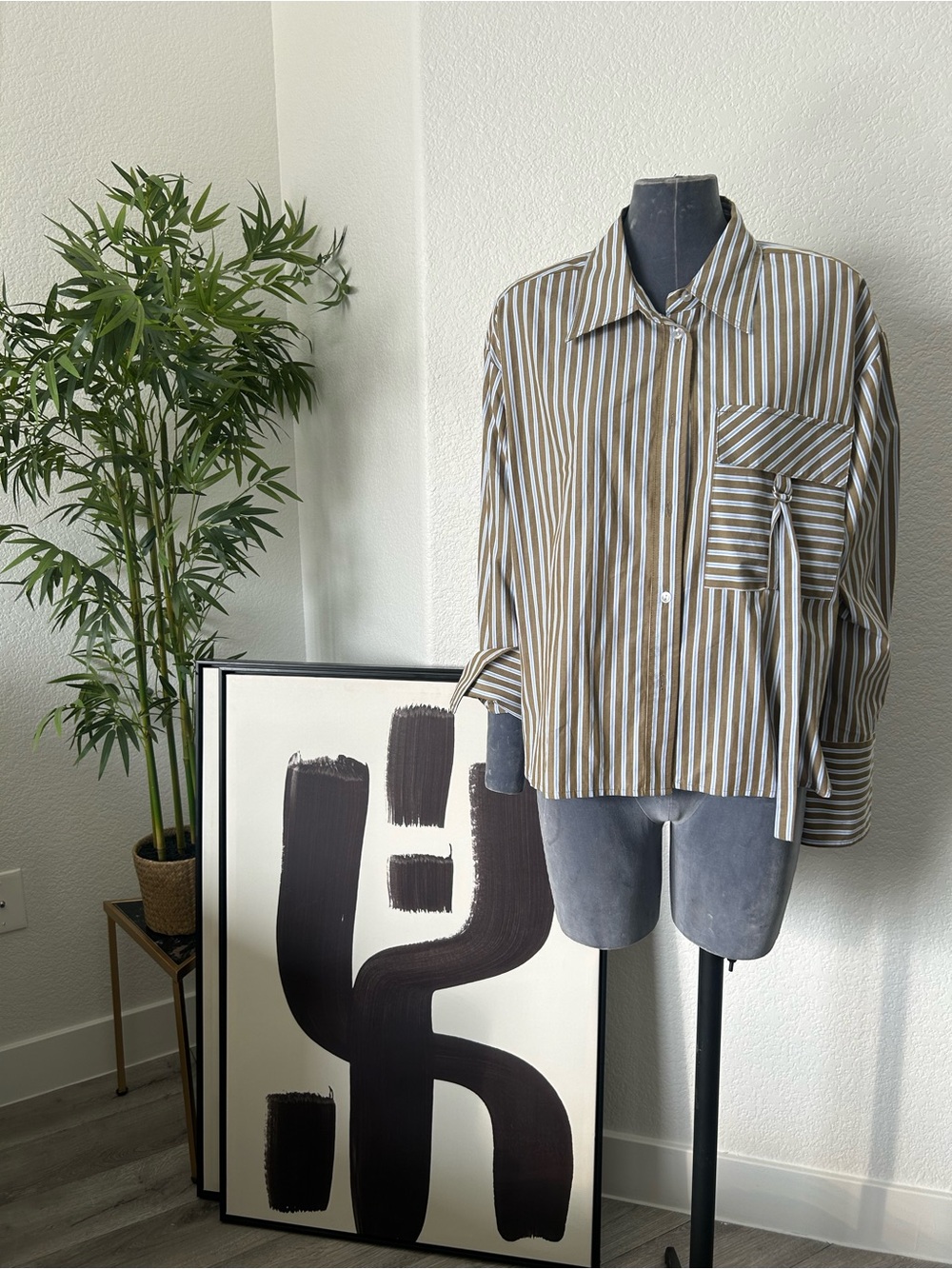 Parker Striped Brown and White Button-Down Shirt